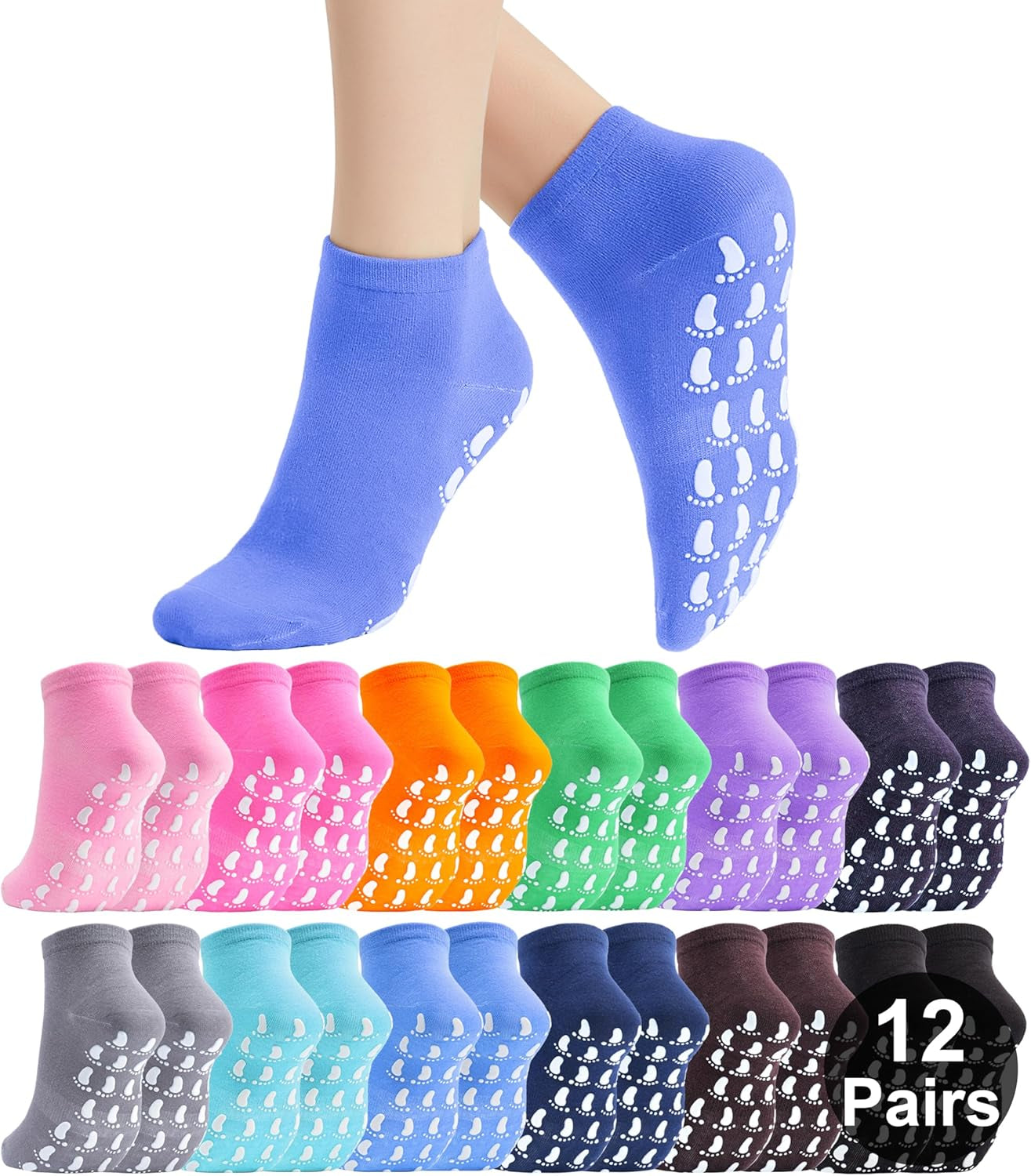 Pilates Socks with Grips for Women, Non Slip Socks for Yoga, Barre, Hospital, Barefoot Workout