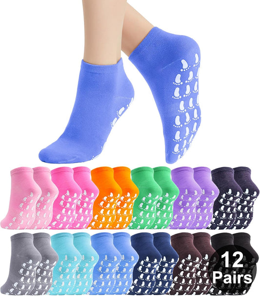 Pilates Socks with Grips for Women, Non Slip Socks for Yoga, Barre, Hospital, Barefoot Workout